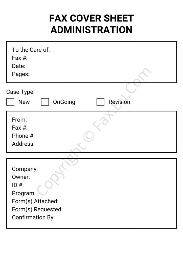Administration Fax Cover Sheet
