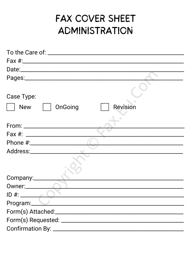Administration Fax Cover Sheet PDF