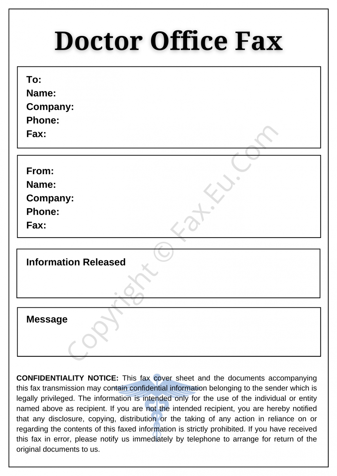 Doctors Office Fax Cover Sheet Printable And Editable Free Fax