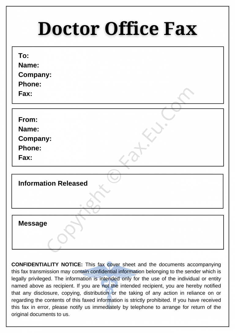 Doctor’s Office Fax Cover Sheet Printable and Editable Free Fax