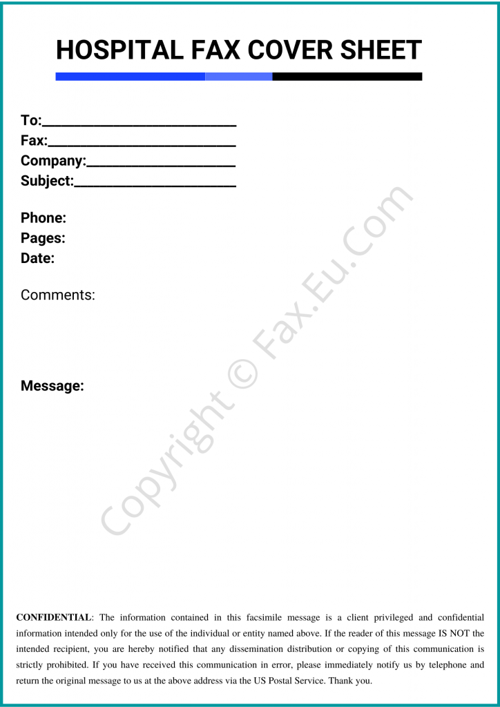 Hospital Fax Cover Sheet Template