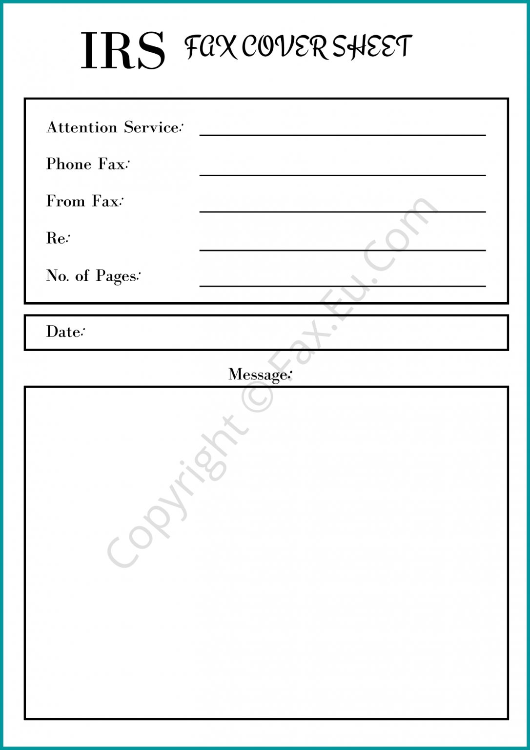 IRS Fax Cover Sheet Printable And Editable Free Fax Cover Sheet   IRS Fax Cover Sheet PDF 1086x1536 