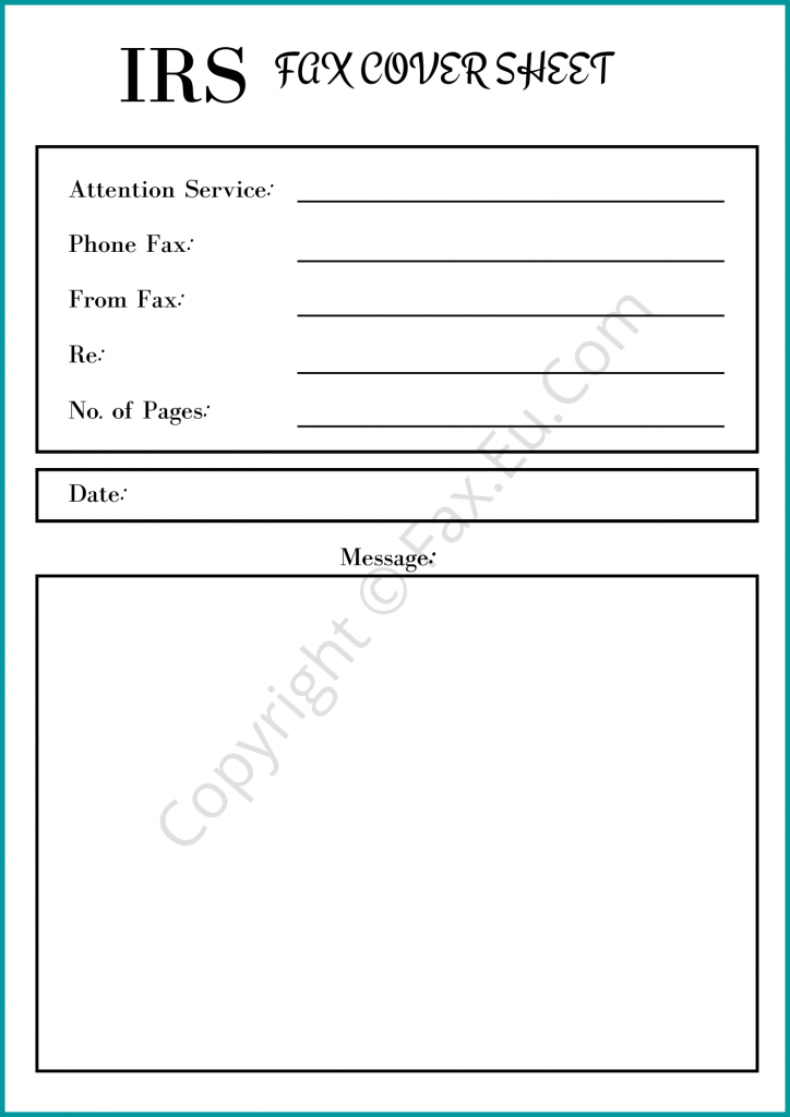 IRS Fax Cover Sheet PDF