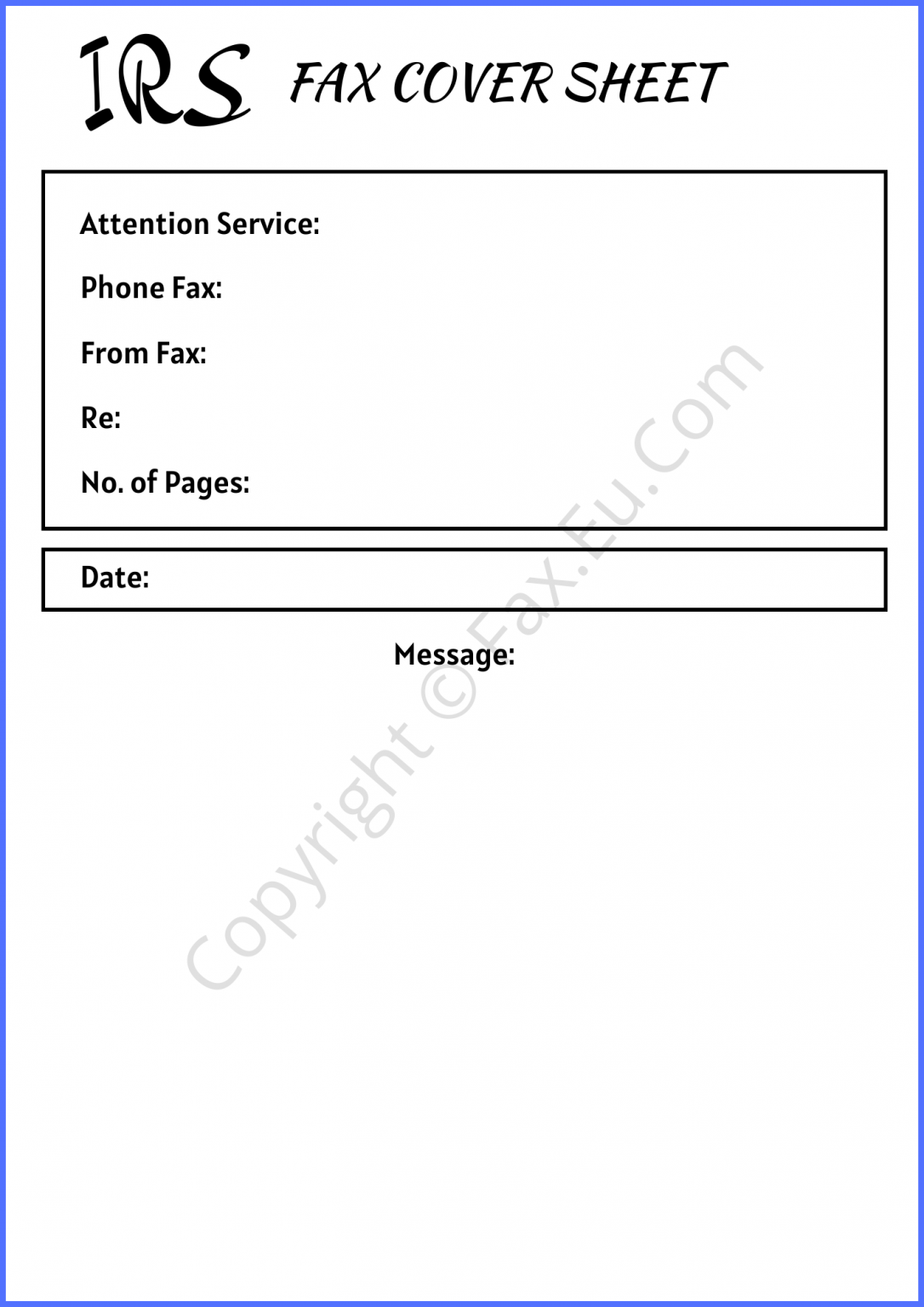 IRS Fax Cover Sheet Printable and Editable Free Fax Cover Sheet