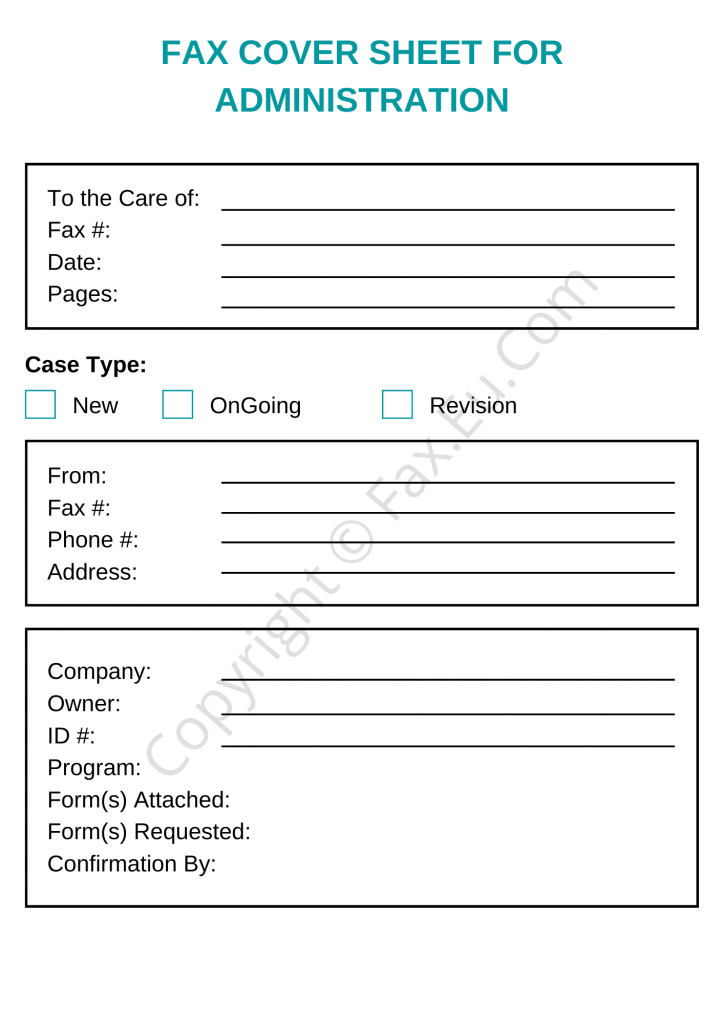 Printable Administration Fax Cover Sheet