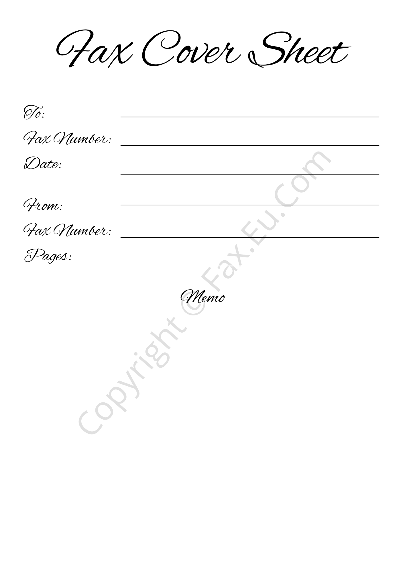 Cursive Fonts Fax Cover Sheet – Printable and Editable - Free Fax Cover ...