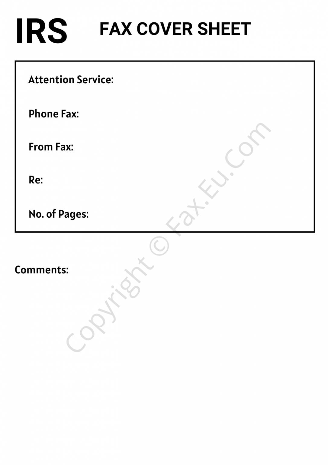 Irs fax cover sheet printable and editable free fax cover sheet