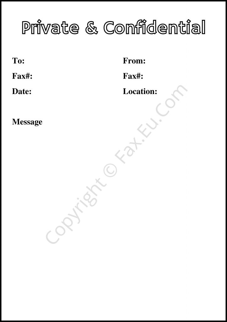 Private Confidential Fax Cover Sheet