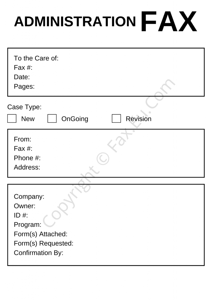 Sample Administration Fax Cover Sheet