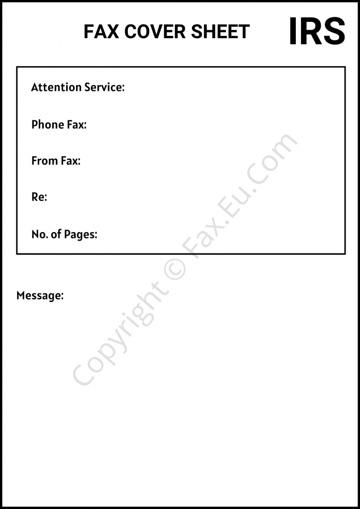 Sample IRS Fax Cover Sheet